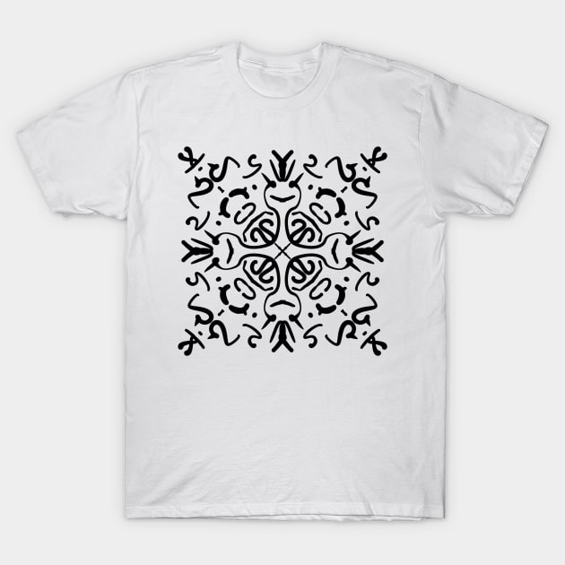 Black and White Tribal Print T-Shirt by missdebi27